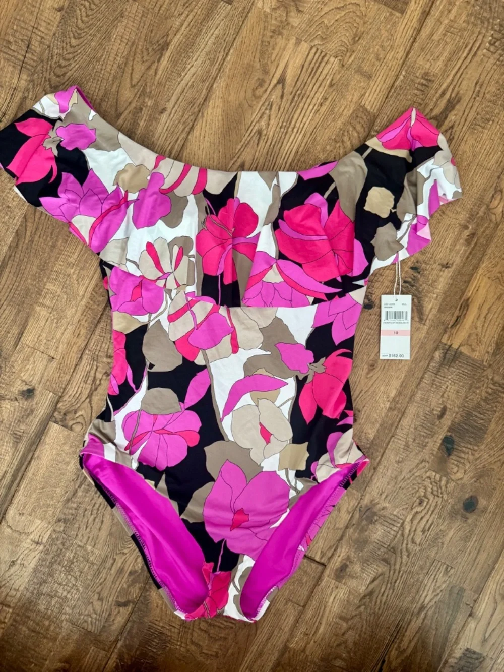 NWT Trina Turk Lynx Gemini Off Shoulder‎ One Piece Swimsuit Size 10 7